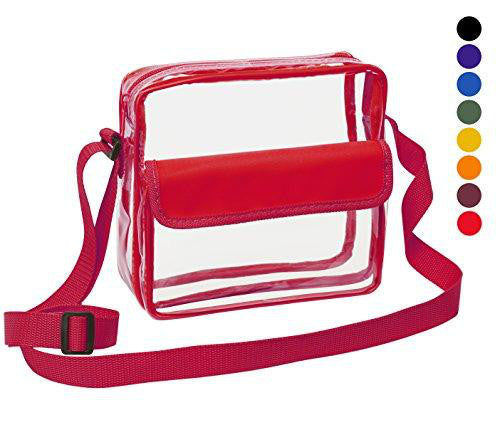 red clear crossbody stadium bag