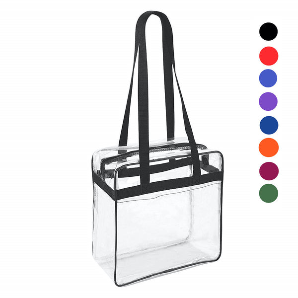 Clear NFL Stadium 12 x 12 x 6 Tote Bag with Zipper Closure (CH-1401-BLK)